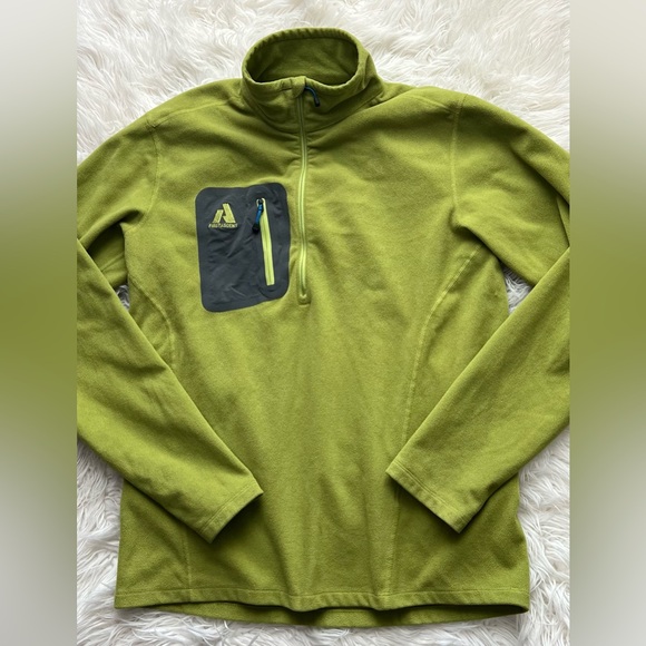 Eddie Bauer FIRST ASCENT Fleece Mens Small Green Quarter Zip Hiking Pullover - Picture 2 of 6